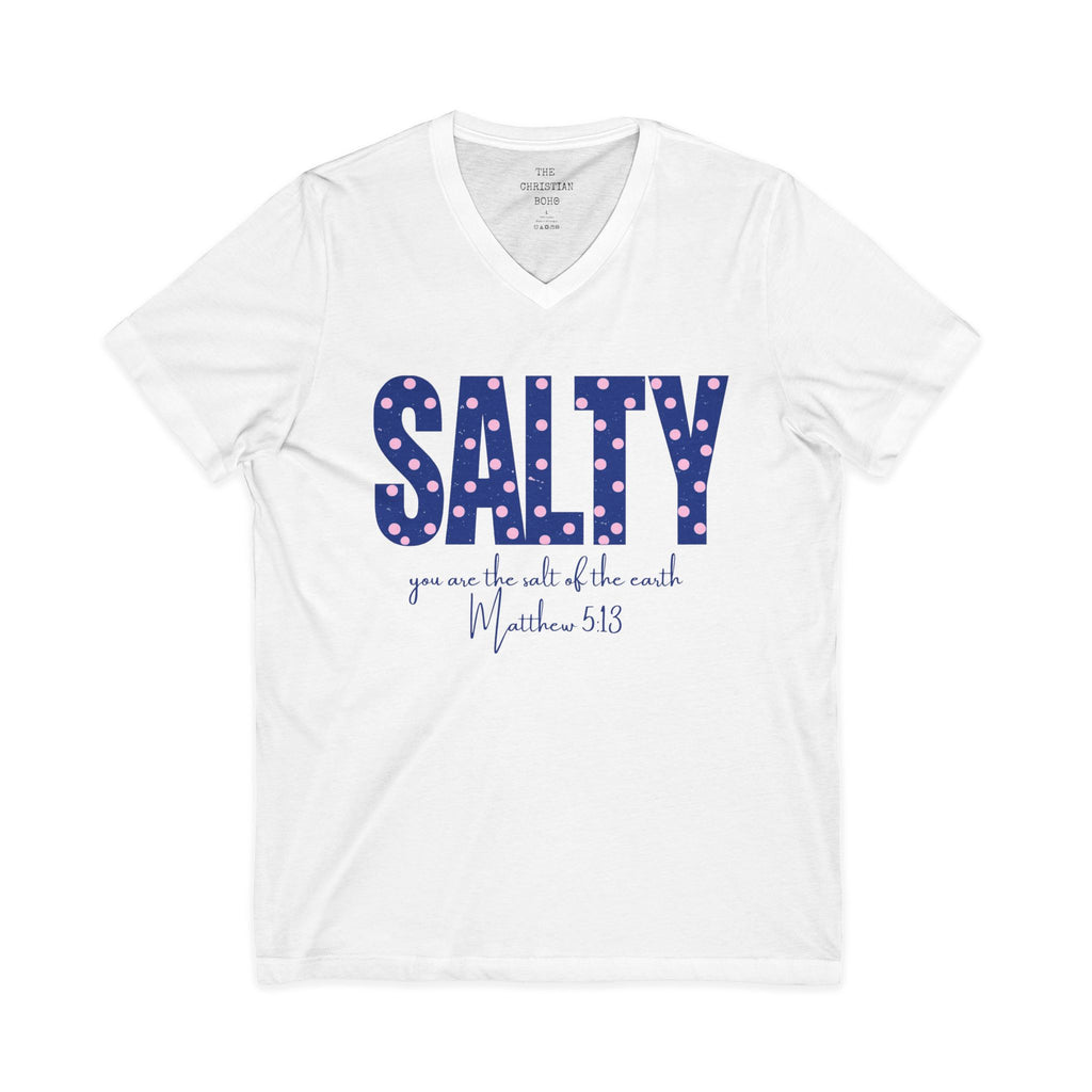 Polka Dot Print Salt of Earth V Neck