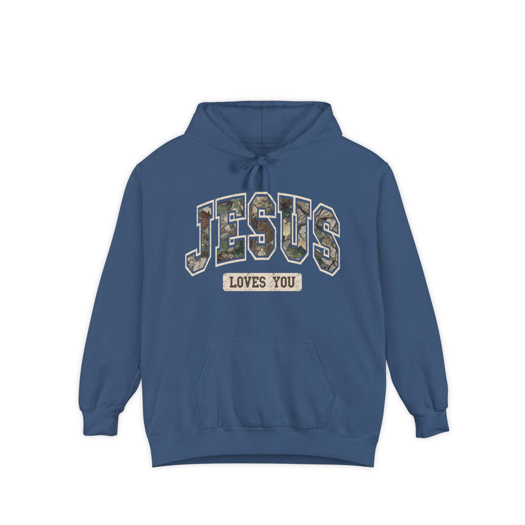 Camo Font Jesus Loves You Hoodie