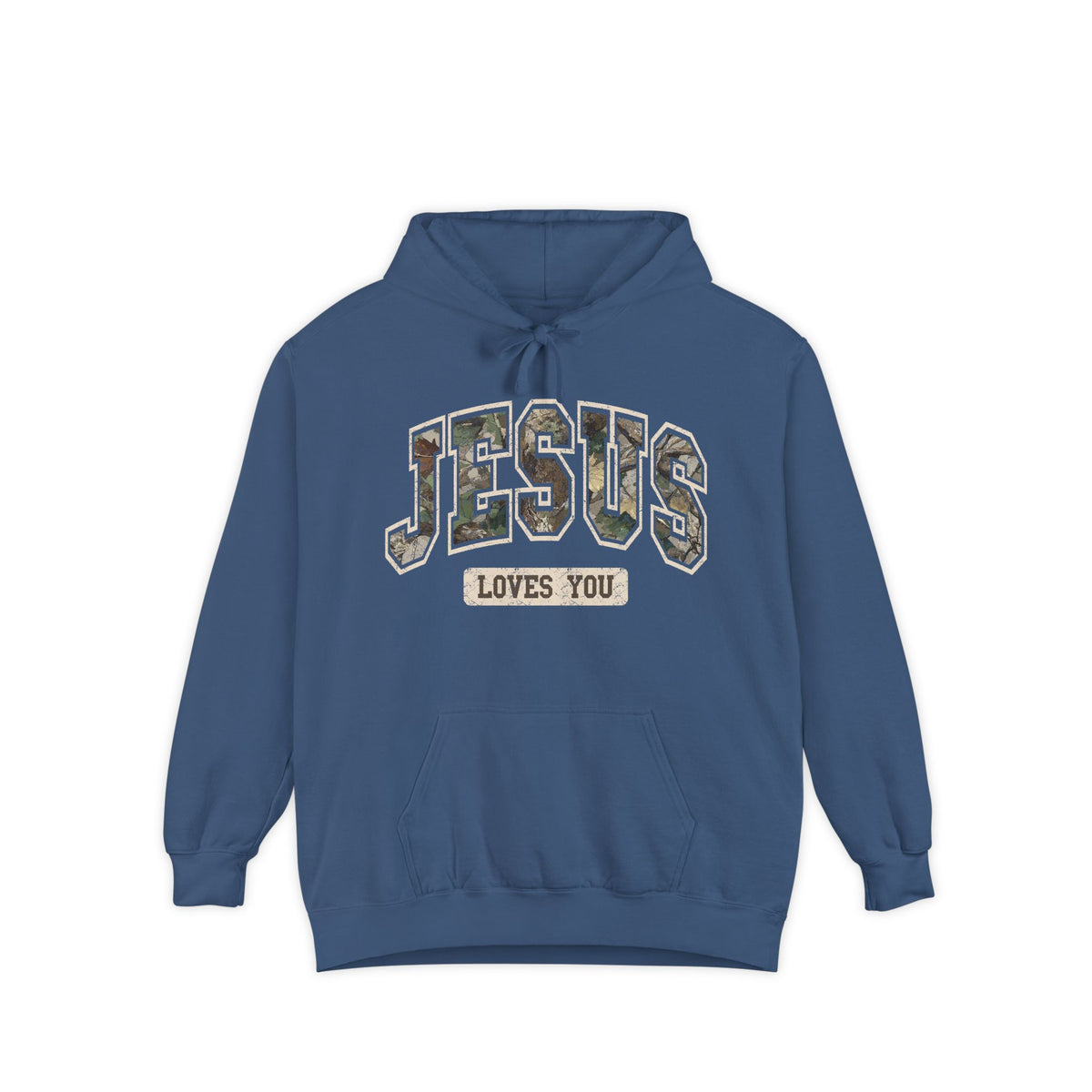 Camo Font Jesus Loves You Hoodie