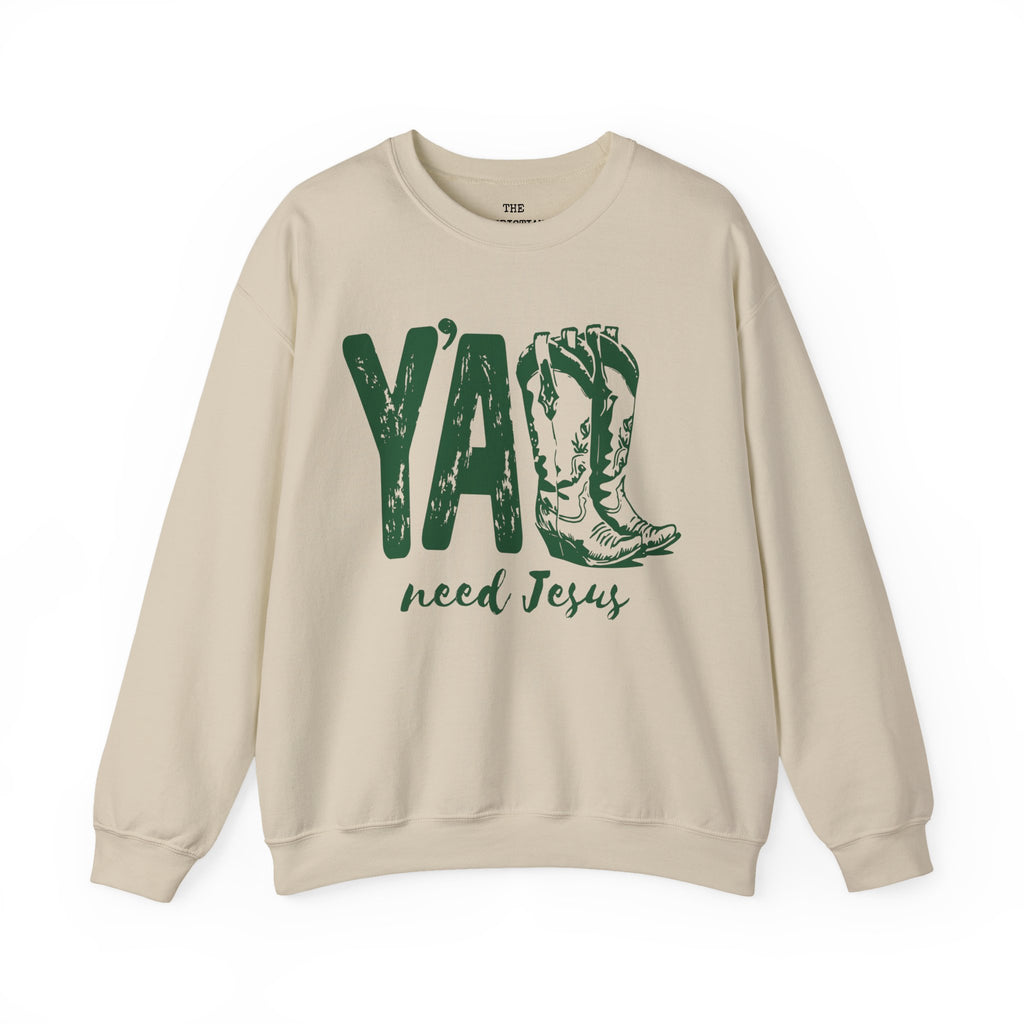 Green Print Y'all Need Jesus Sweatshirt