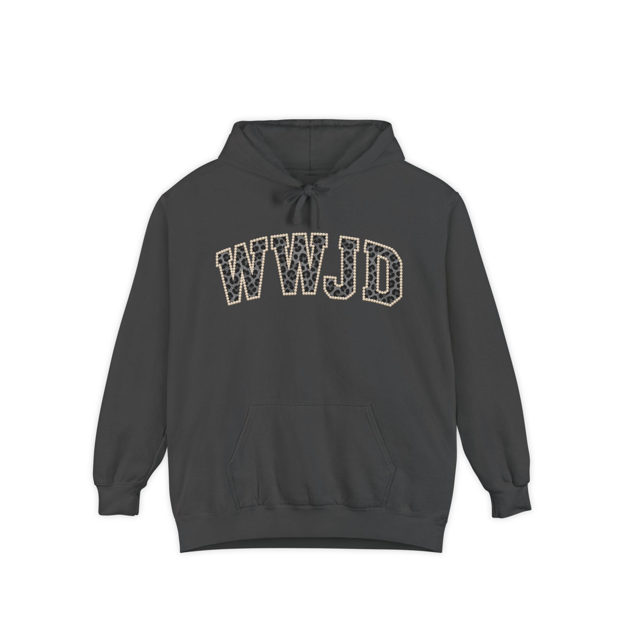 WWJD Pearl and Camo Font Hoodie