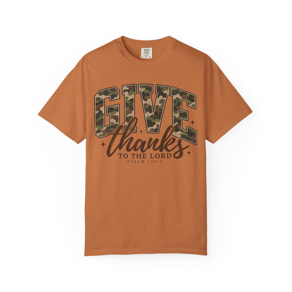 Give Thanks Camo Font Shirt