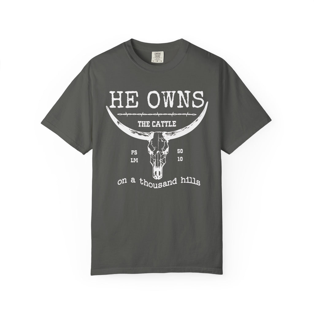 White Print He Owns Cattle Shirt