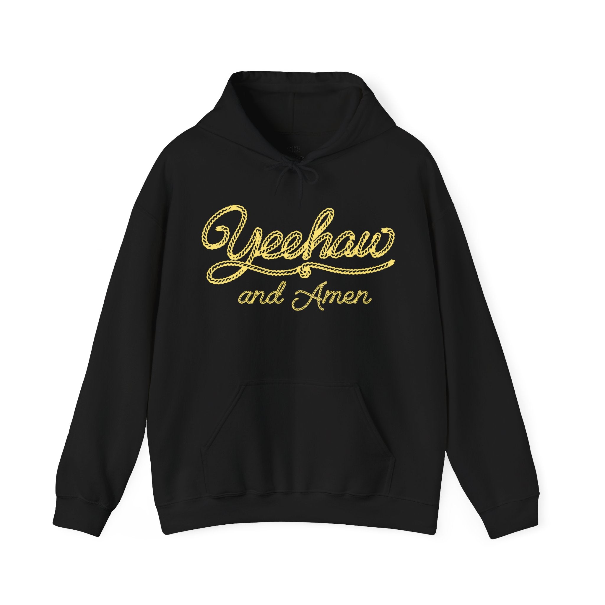 Yellow Rope Font Yeehaw Amen Hoodie