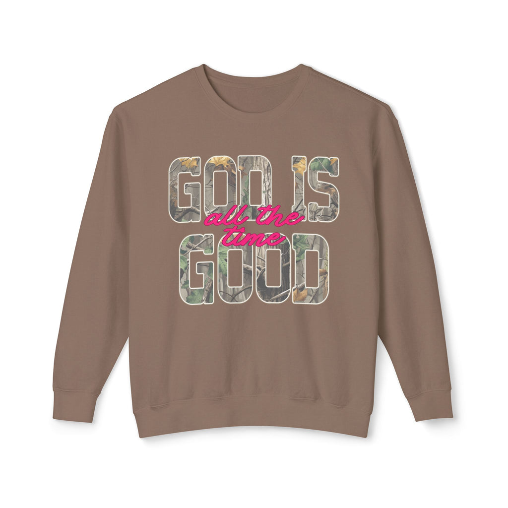 Camo Font God is Good Sweatshirt