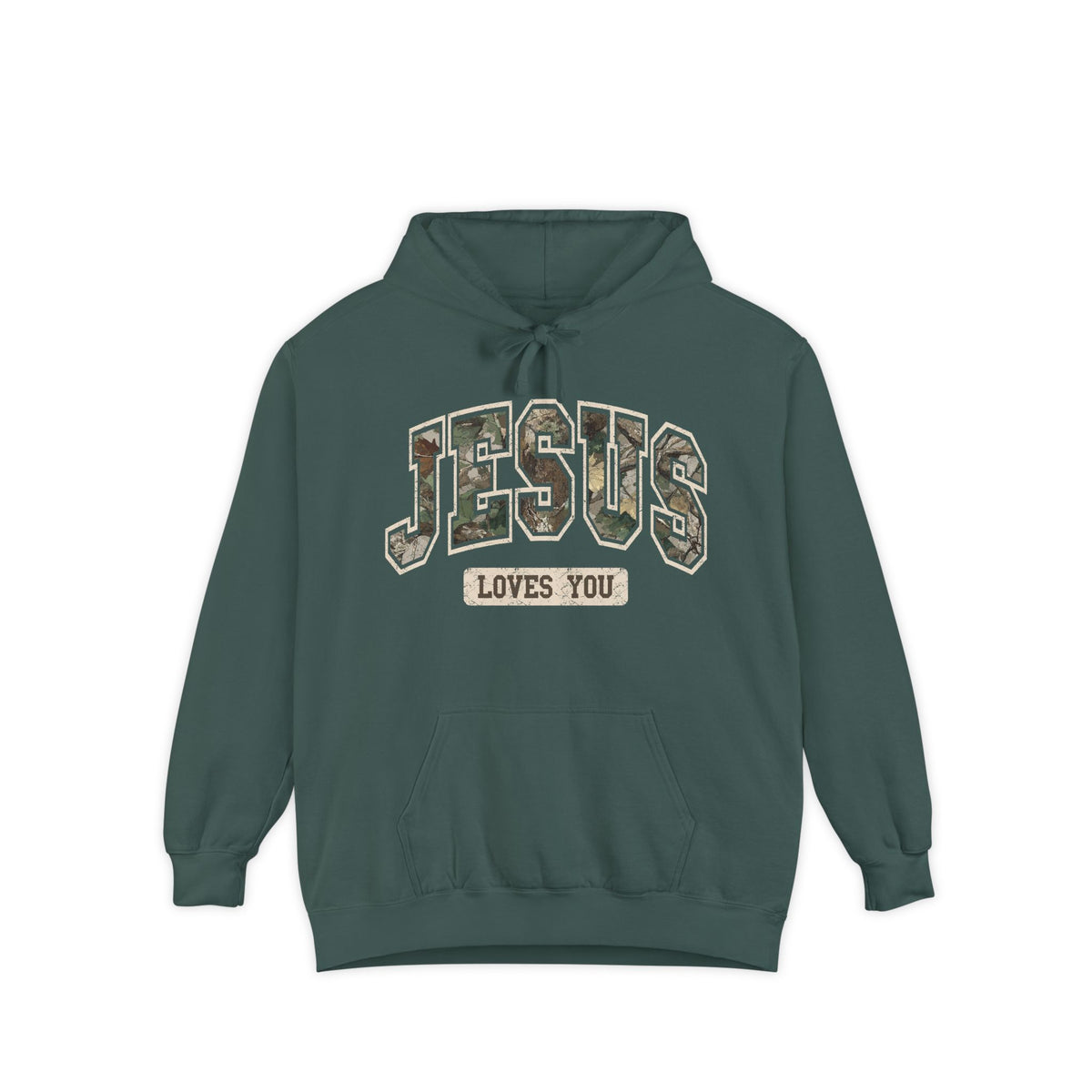Camo Font Jesus Loves You Hoodie