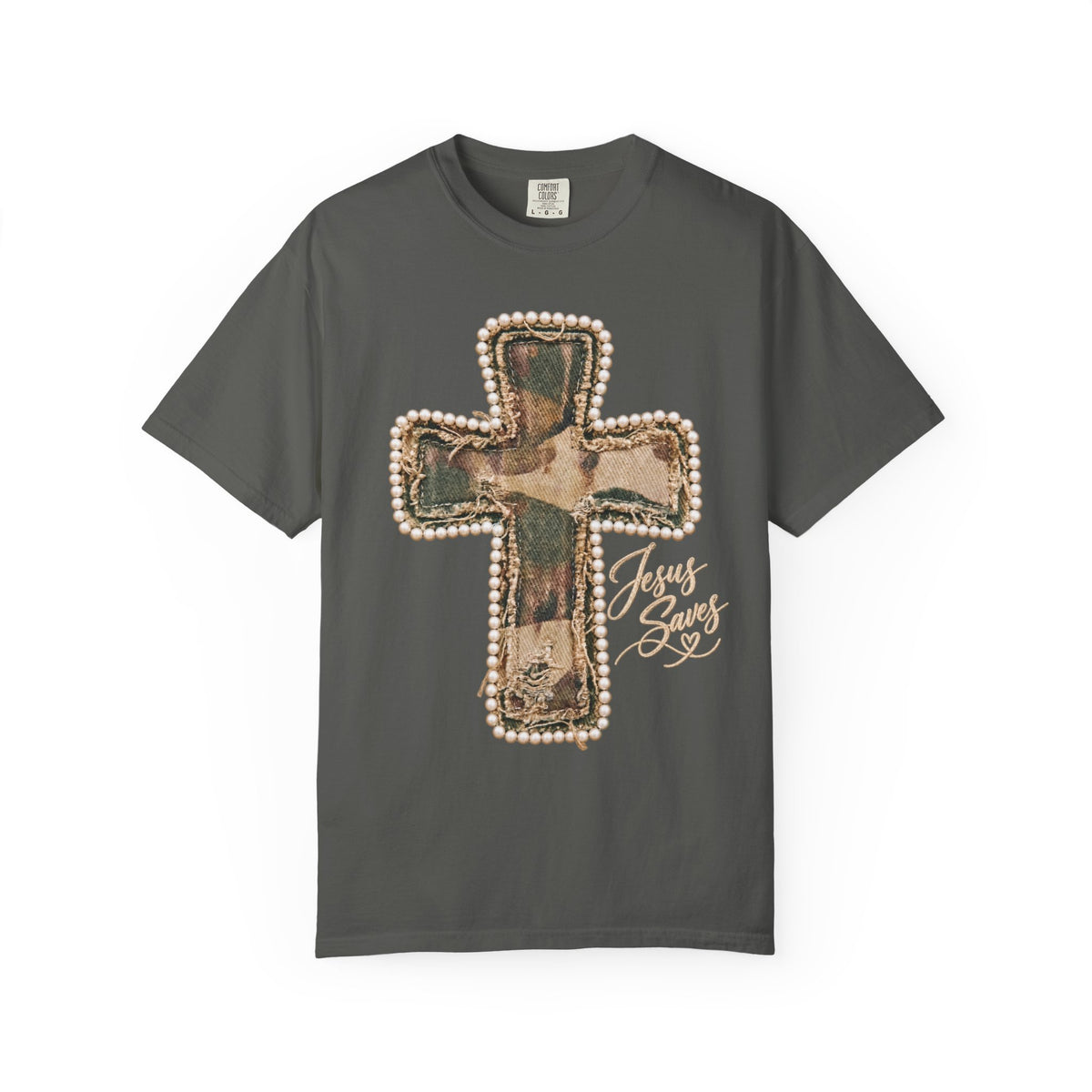 Jesus Saves Faux Pearl Camo patch Shirt