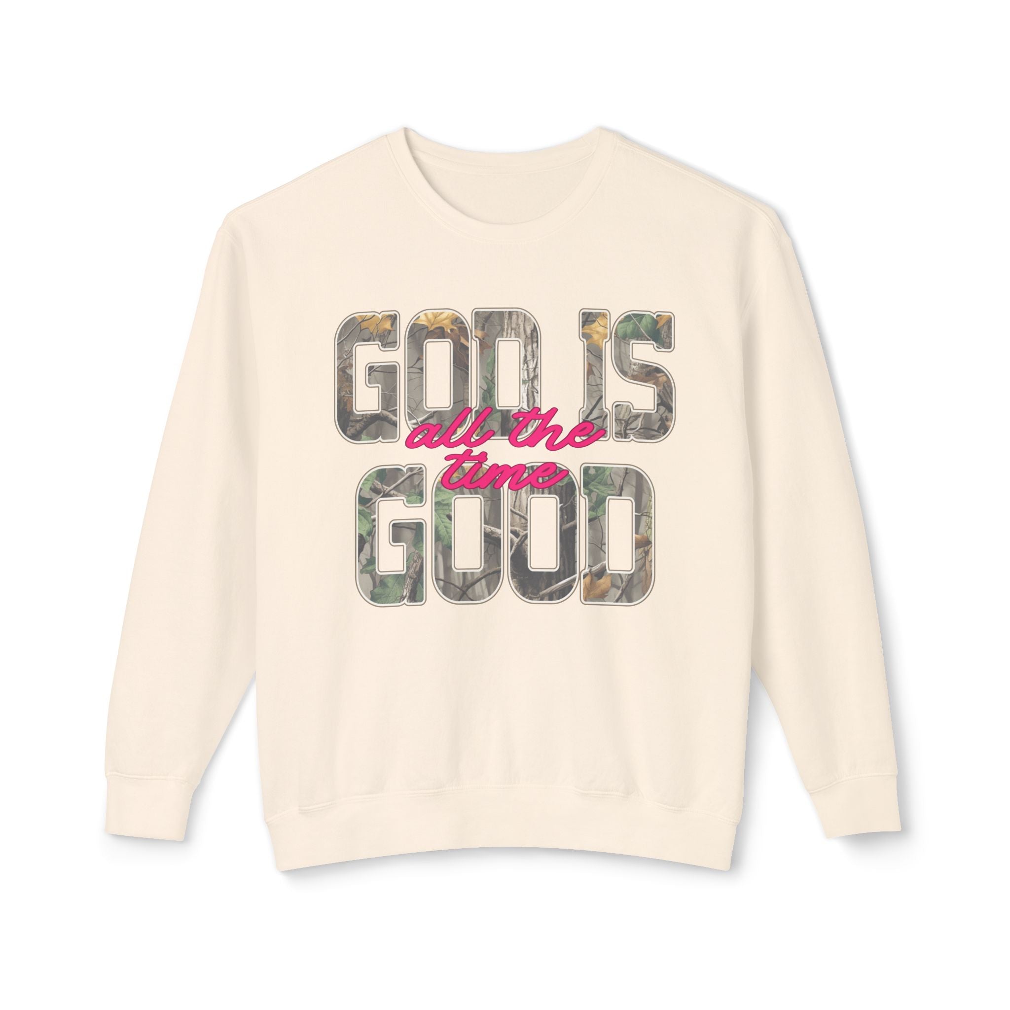 Camo Font God is Good Sweatshirt