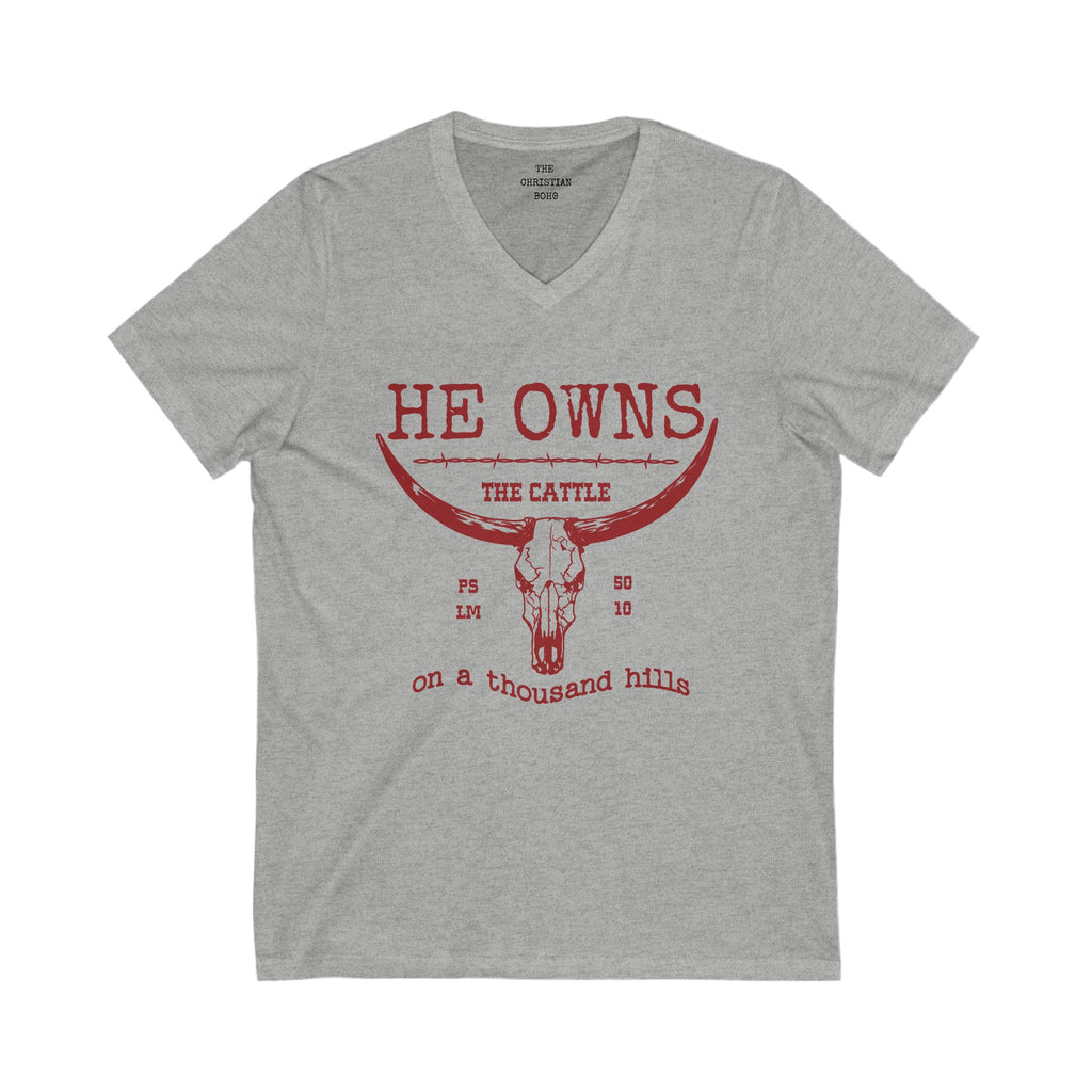 He Owns The Cattle V Neck