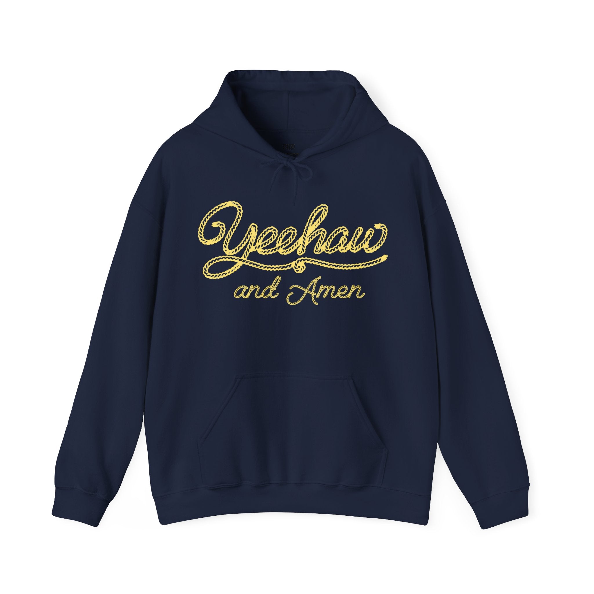 Yellow Rope Font Yeehaw Amen Hoodie