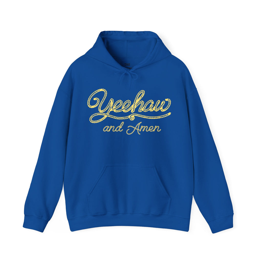 Yellow Rope Font Yeehaw Amen Hoodie