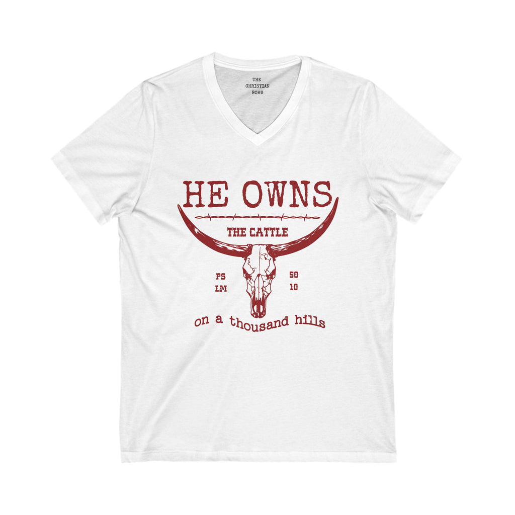 He Owns The Cattle V Neck