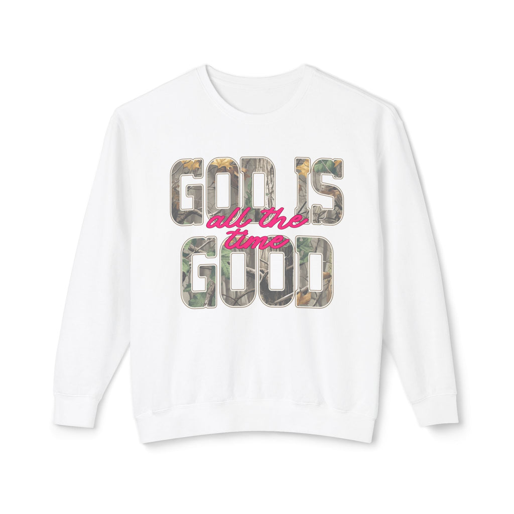 Camo Font God is Good Sweatshirt