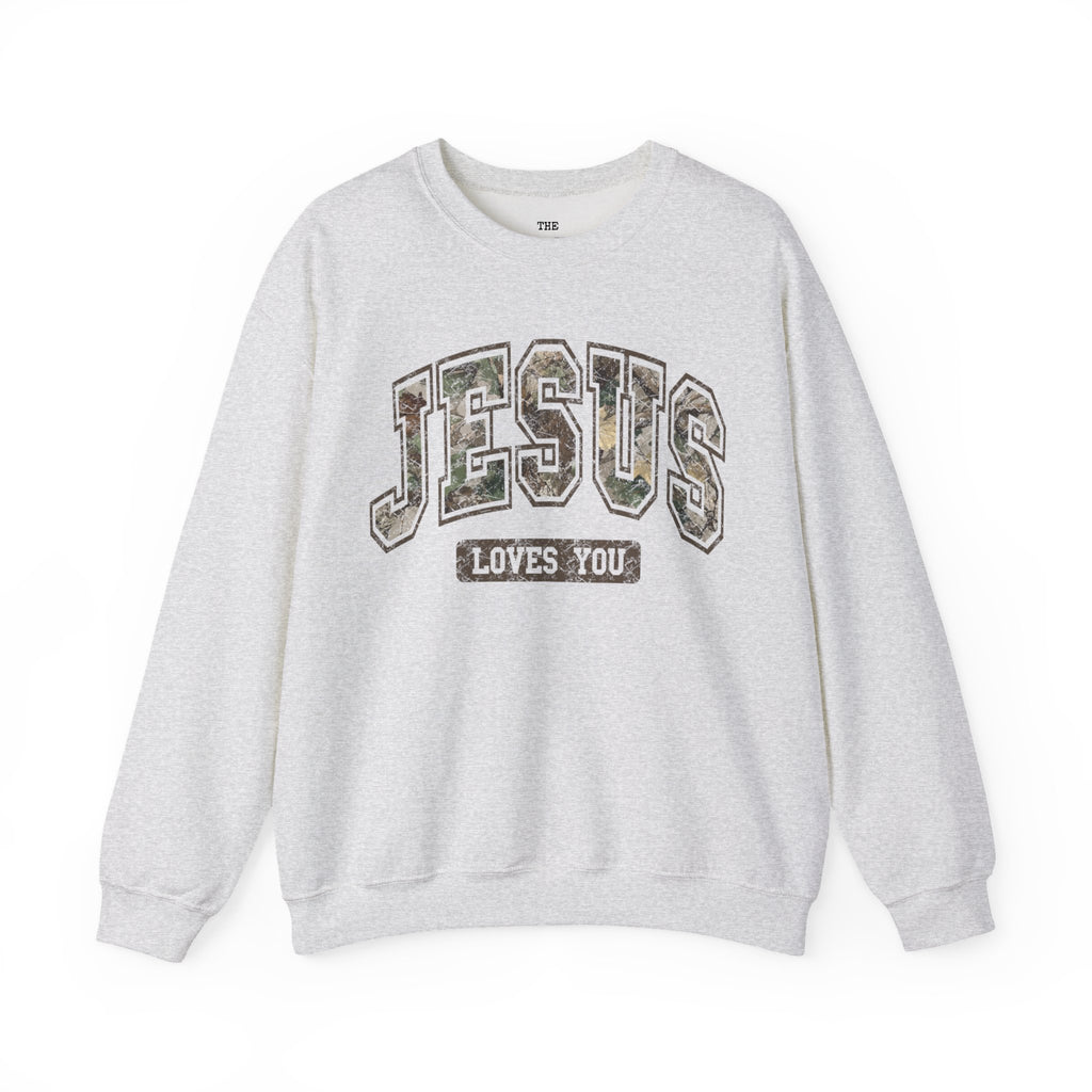 Jesus Saves Camo Font Sweatshirt