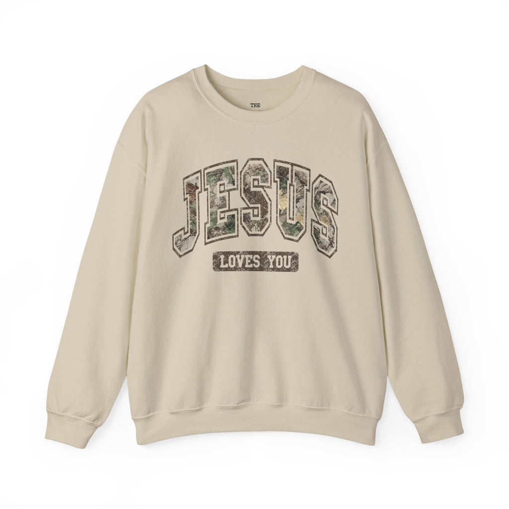 Jesus Saves Camo Font Sweatshirt
