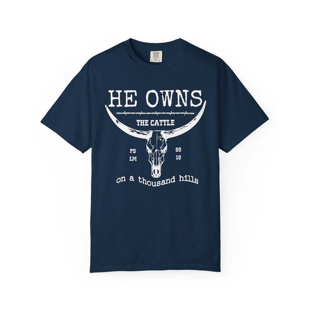 White Print He Owns Cattle Shirt