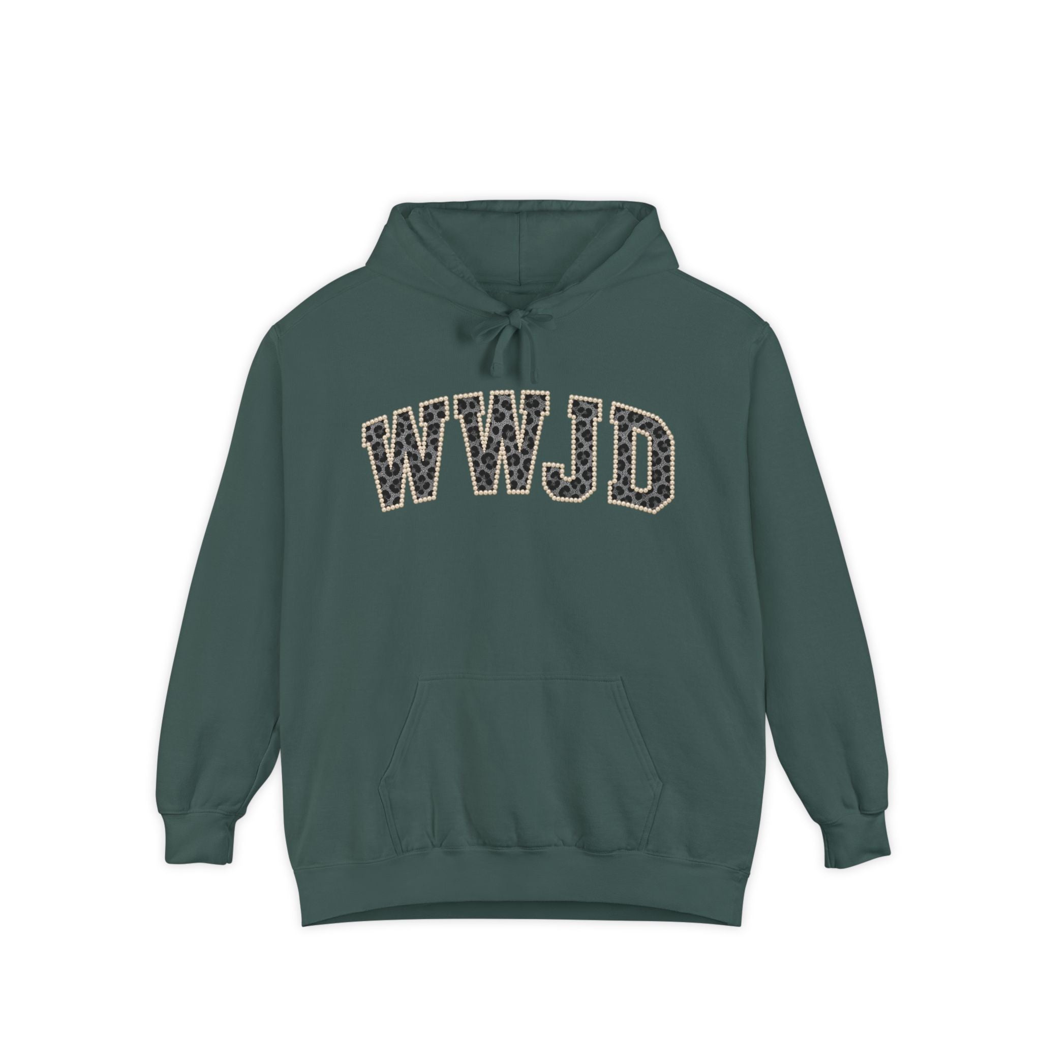 WWJD Pearl and Camo Font Hoodie