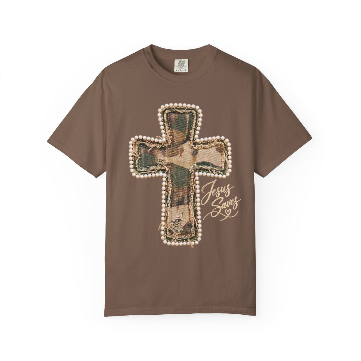 Jesus Saves Faux Pearl Camo patch Shirt