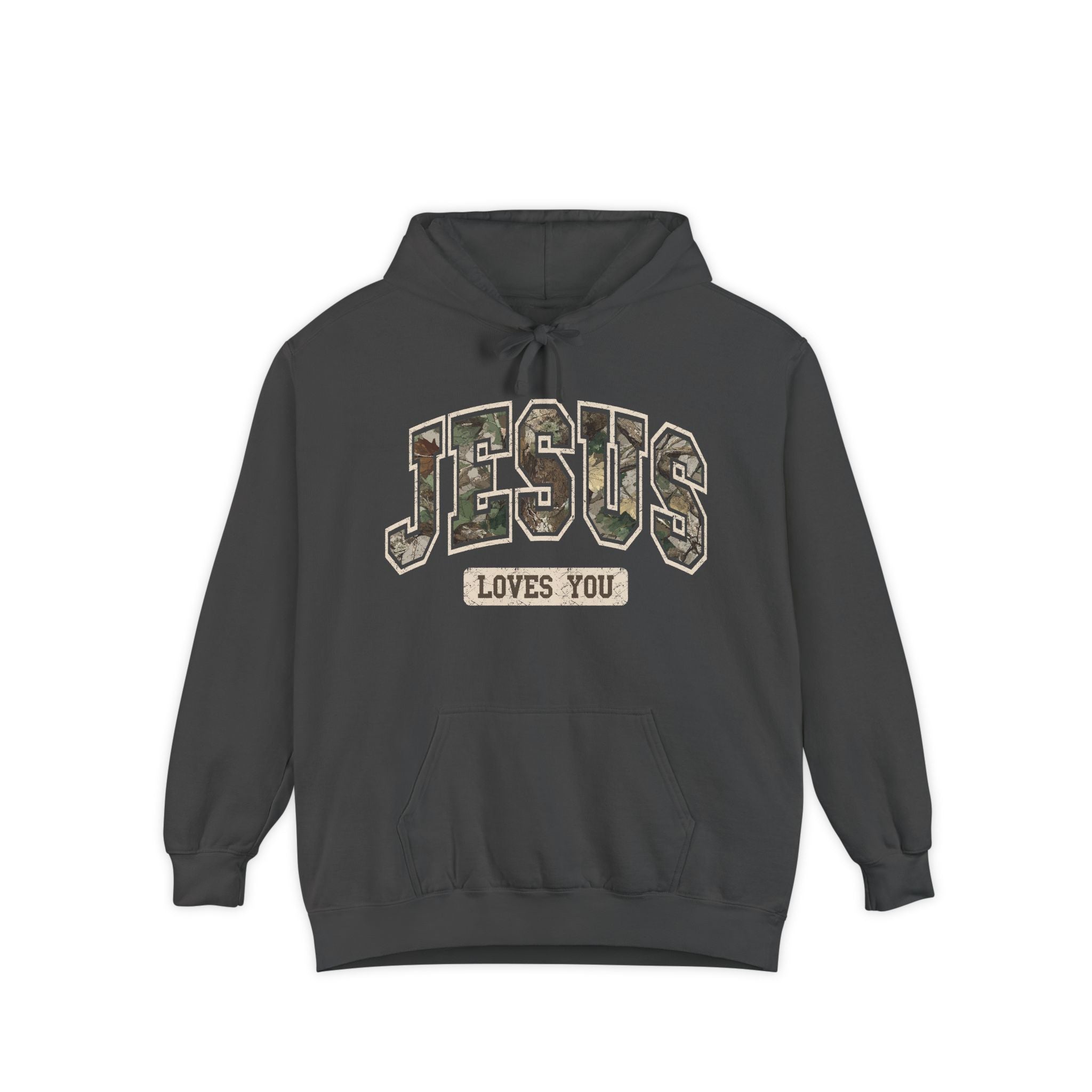 Camo Font Jesus Loves You Hoodie