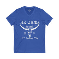 White Print The Cattle V Neck Shirt