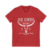 White Print The Cattle V Neck Shirt