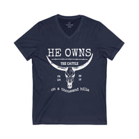 White Print The Cattle V Neck Shirt