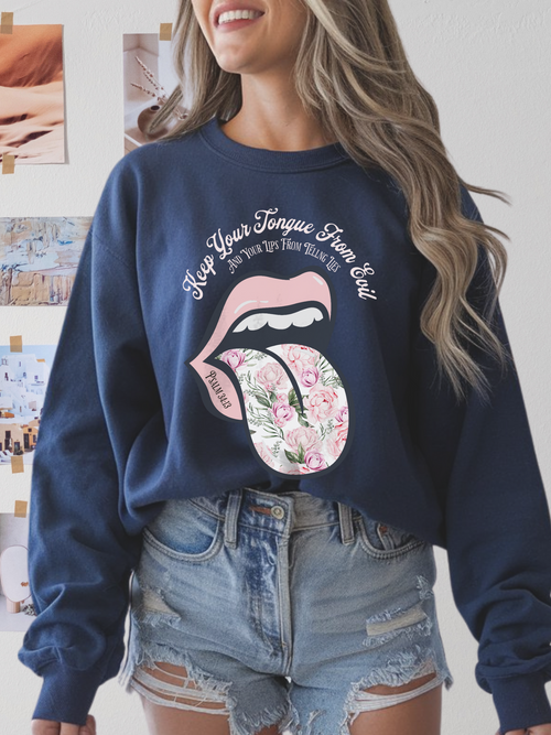 Retro Keep Your Tongue From Evil Sweatshirt