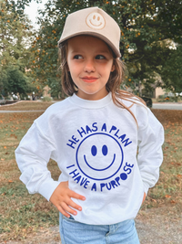 Retro He Has a Plan Youth Sweatshirt