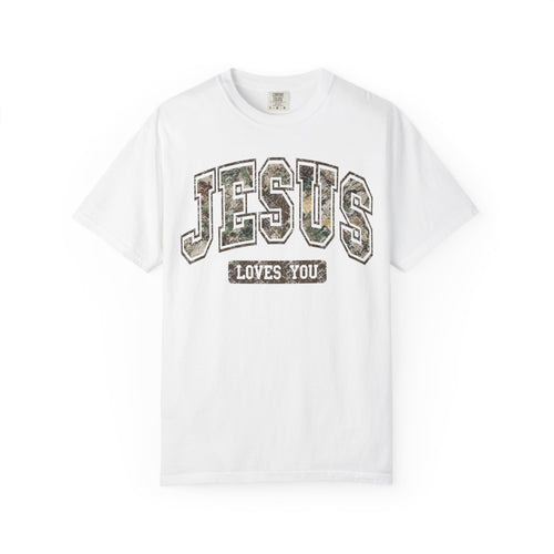 Camo Jesus Loves You Shirt