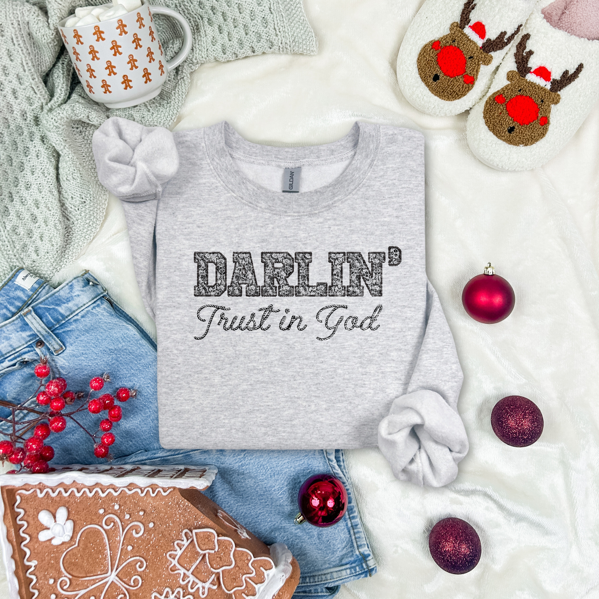 Lace Font Trust in God Sweatshirt