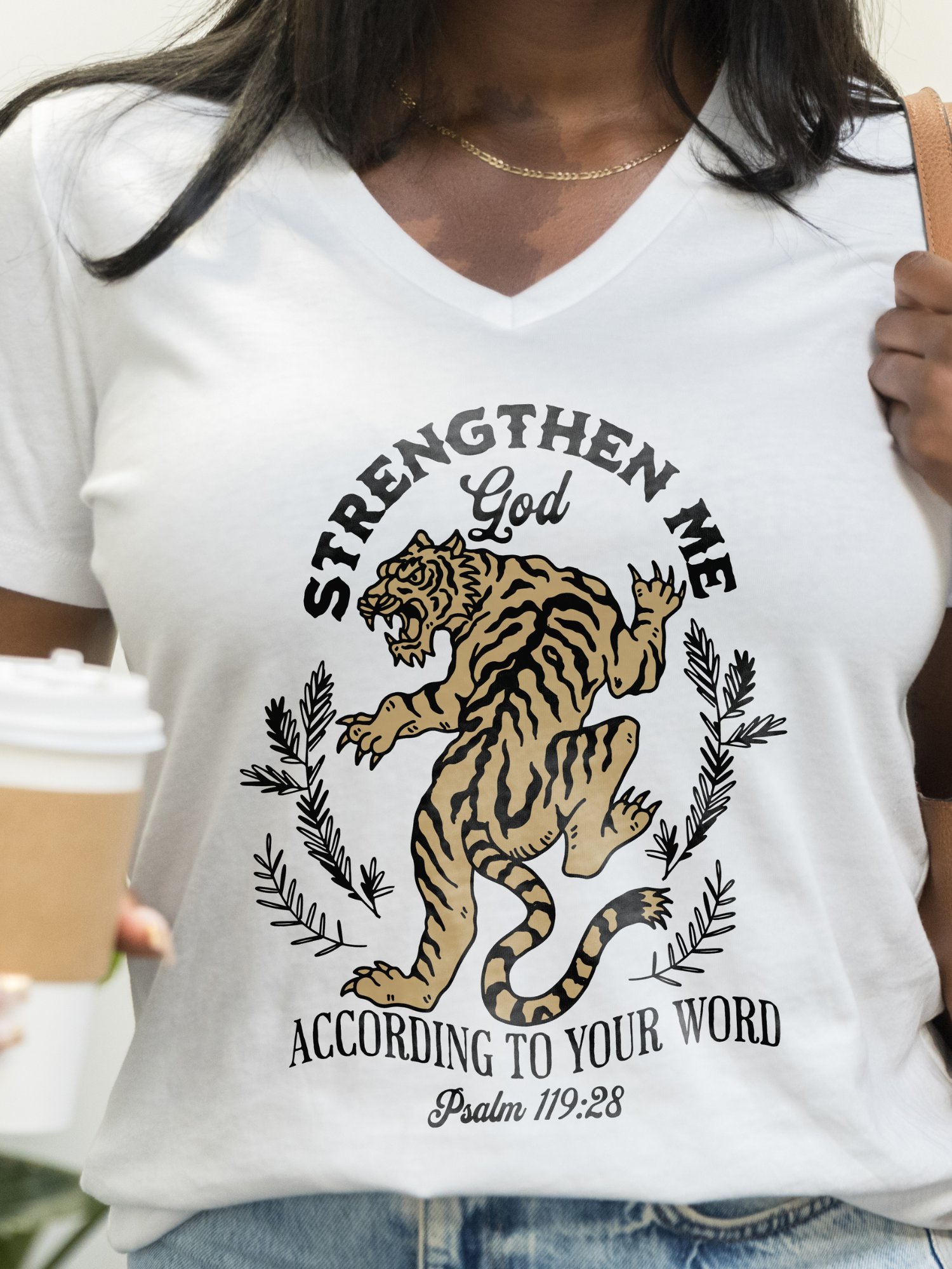 Tiger Strengthen Me V Neck