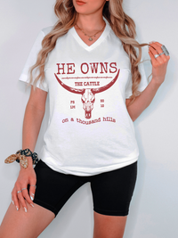 He Owns The Cattle V Neck