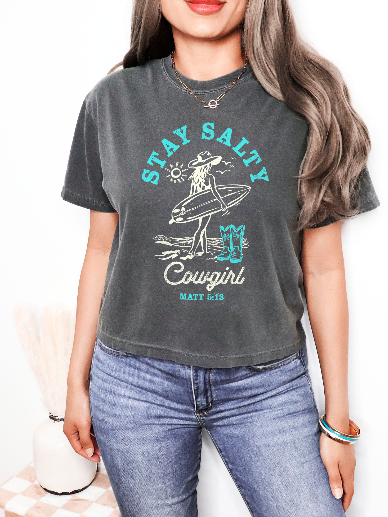 Retro Cowgirl Beach Boxy Tee
