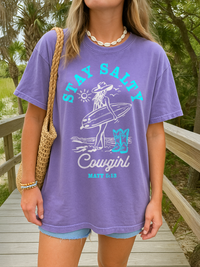 Retro Salty Beach Cowgirl Shirt