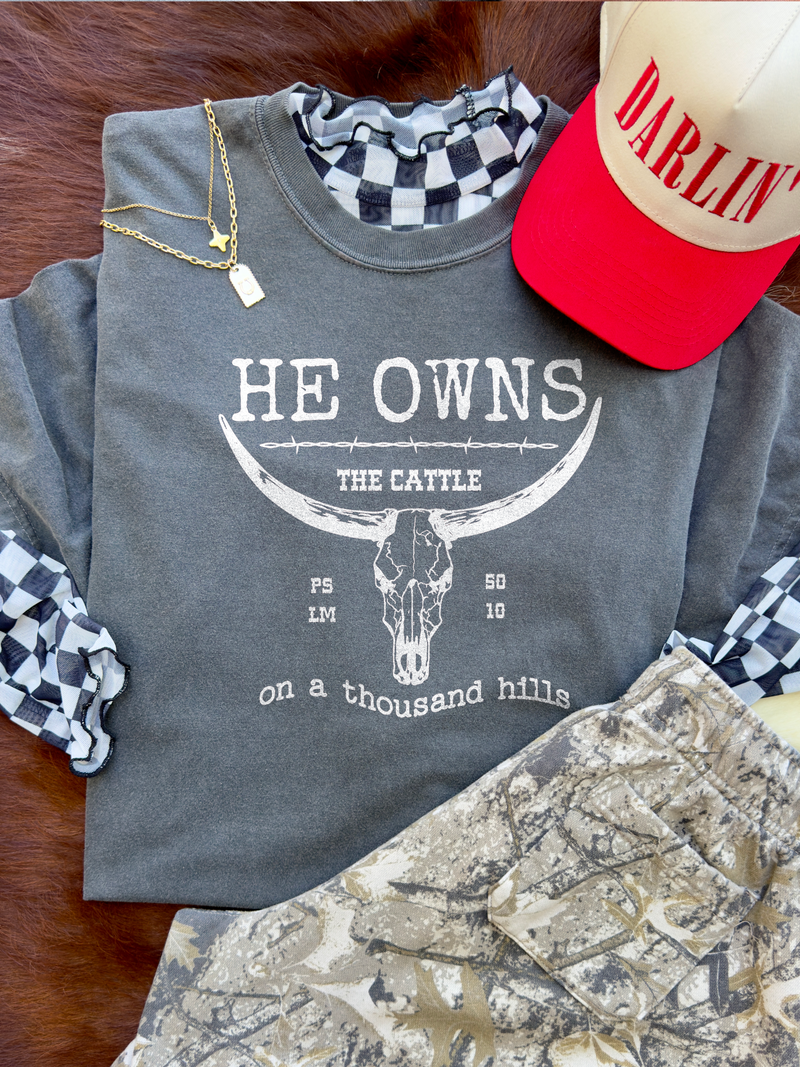 White Print He Owns Cattle Shirt
