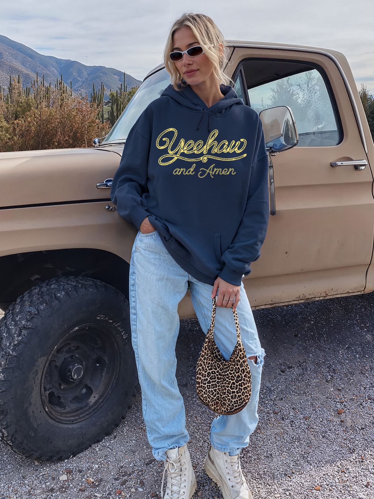 Rope Font Yeehaw Amen Hoodie