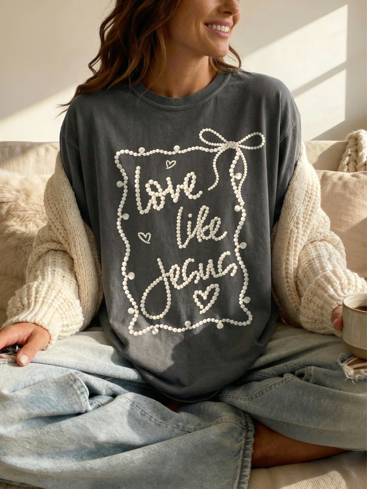 Pearl Font Love Like Jesus Shirt