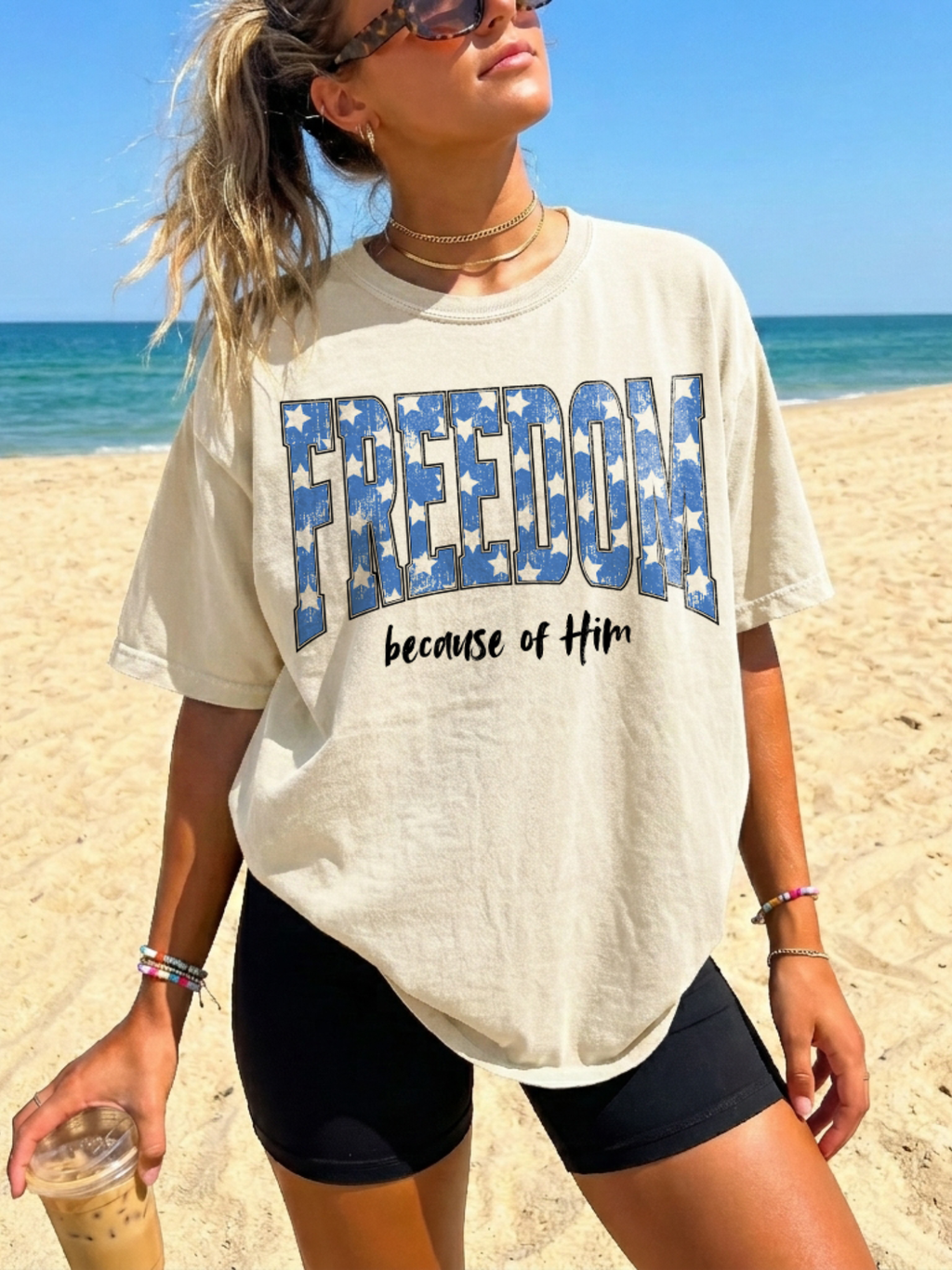 Freedom Because of Him Shirt