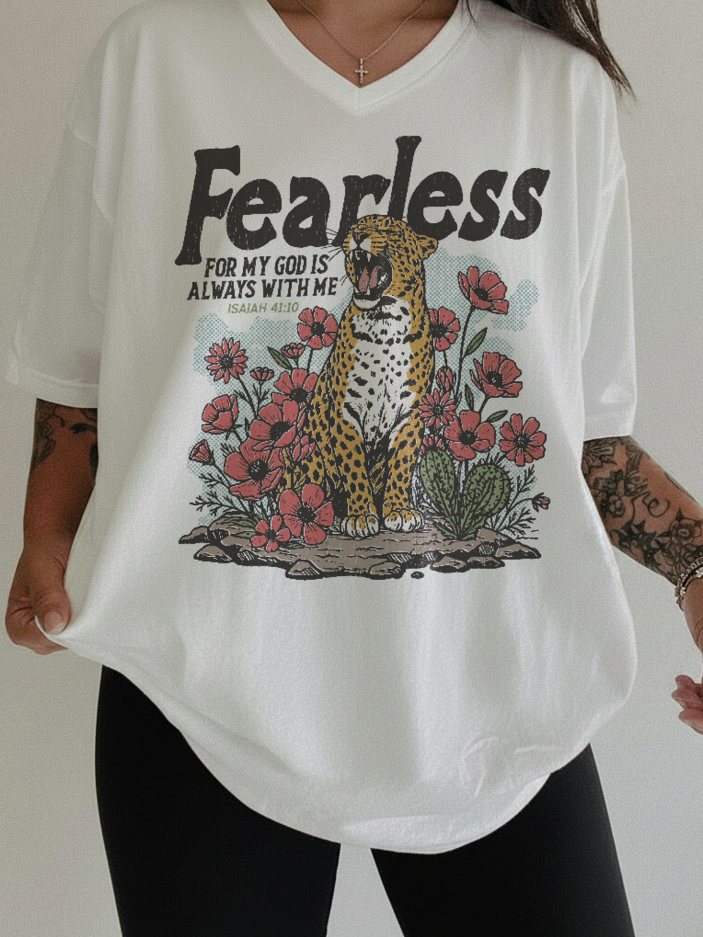 Vintage Fearless Tiger V Neck