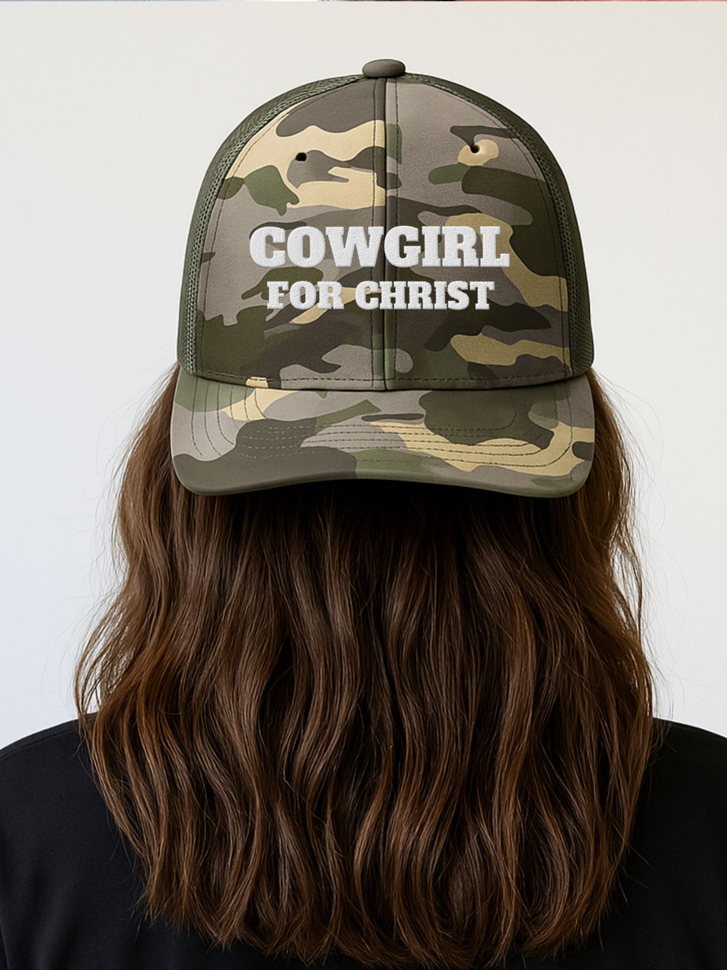Cowgirl for Christ Camouflage Trucker Hat