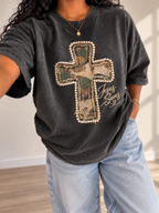 Jesus Saves Faux Pearl Camo patch Shirt