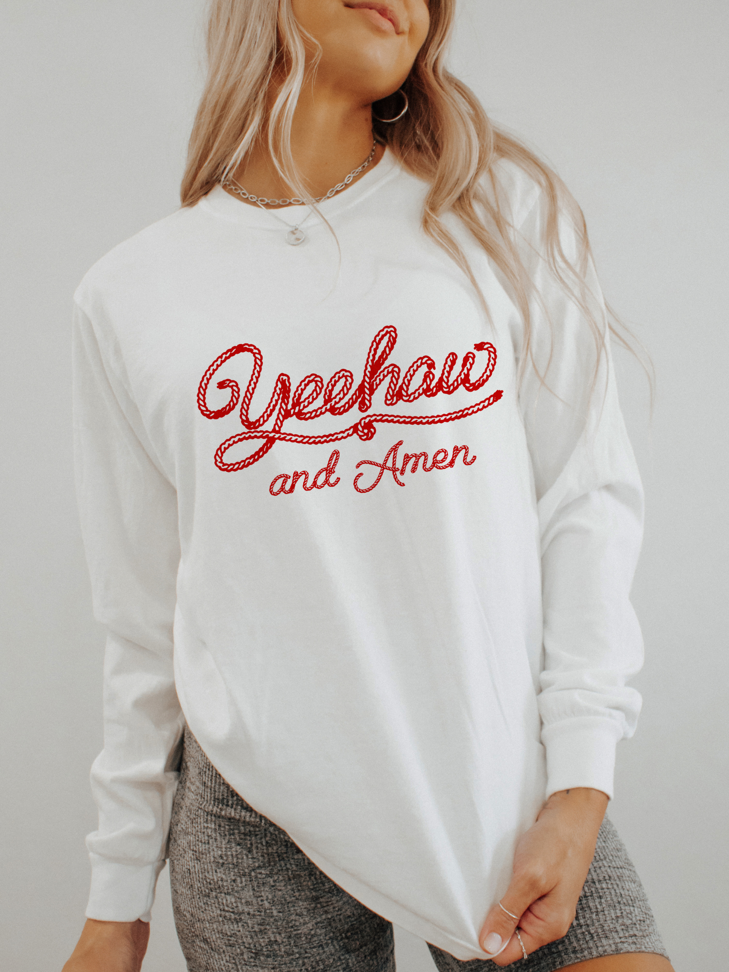 Yeehaw and Amen Rope Font Long Sleeve – The Christian Boho