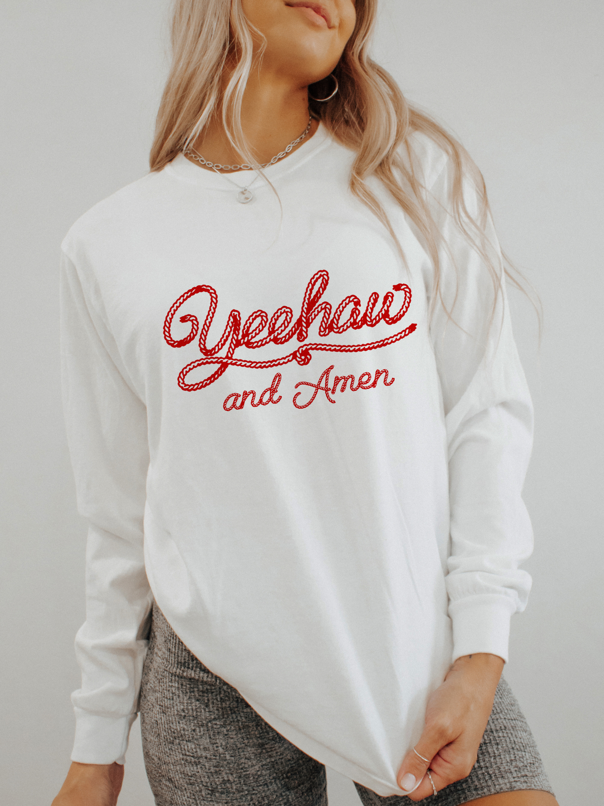 Yeehaw and Amen Rope Font Long Sleeve