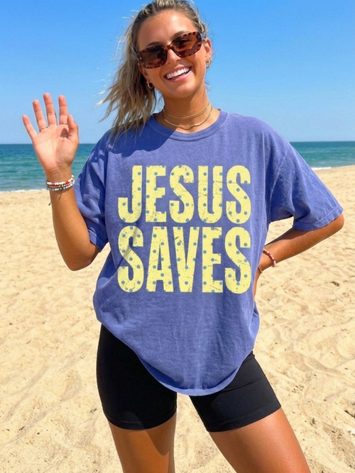 Summer Polka Dot Jesus Saves Shirt