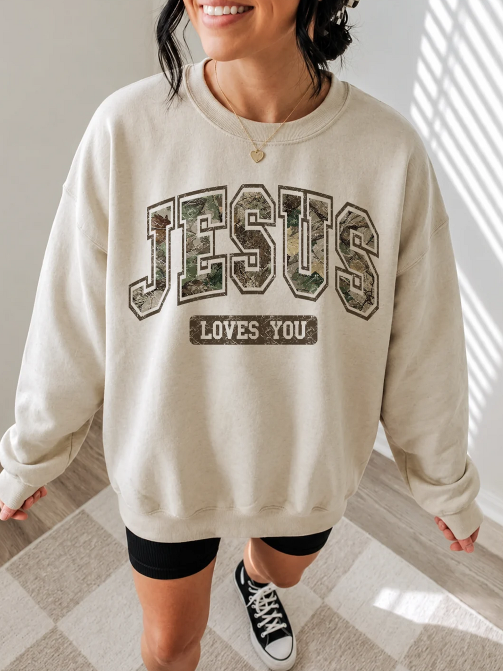 Jesus Saves Camo Font Sweatshirt