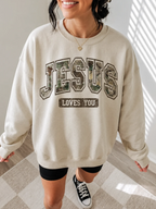 Jesus Saves Camo Font Sweatshirt