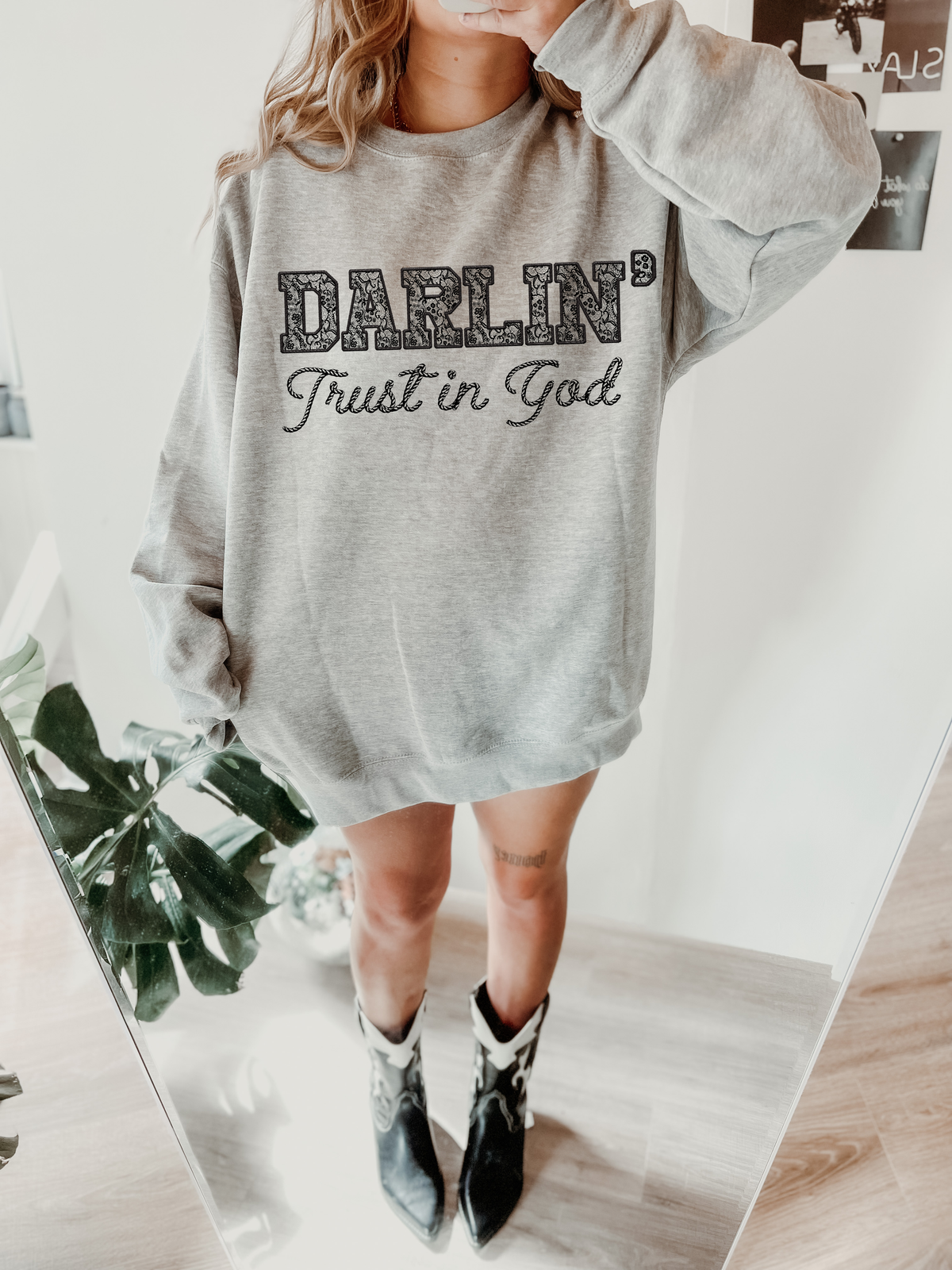 Lace Font Trust in God Sweatshirt
