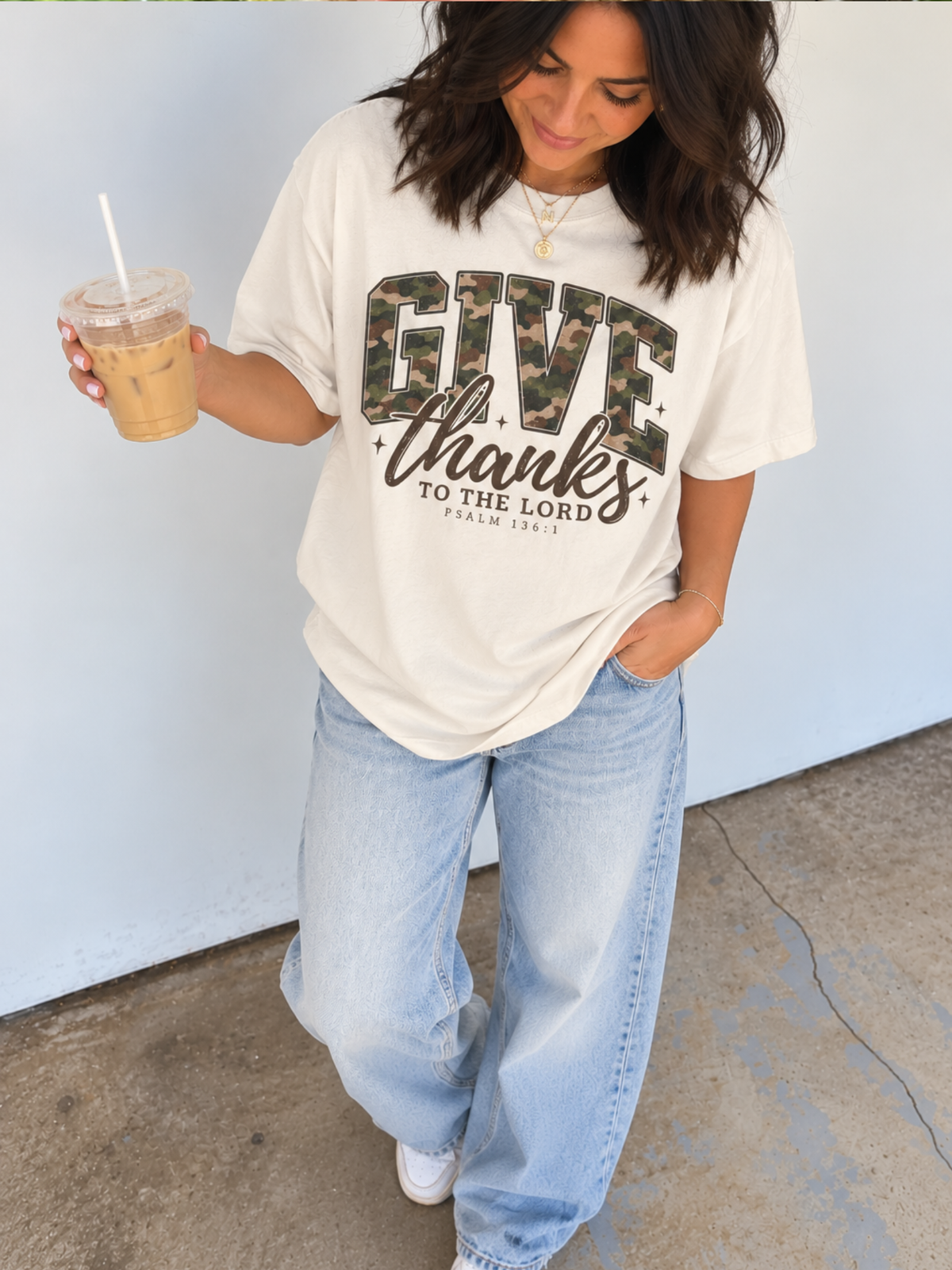 Give Thanks Camo Font Shirt